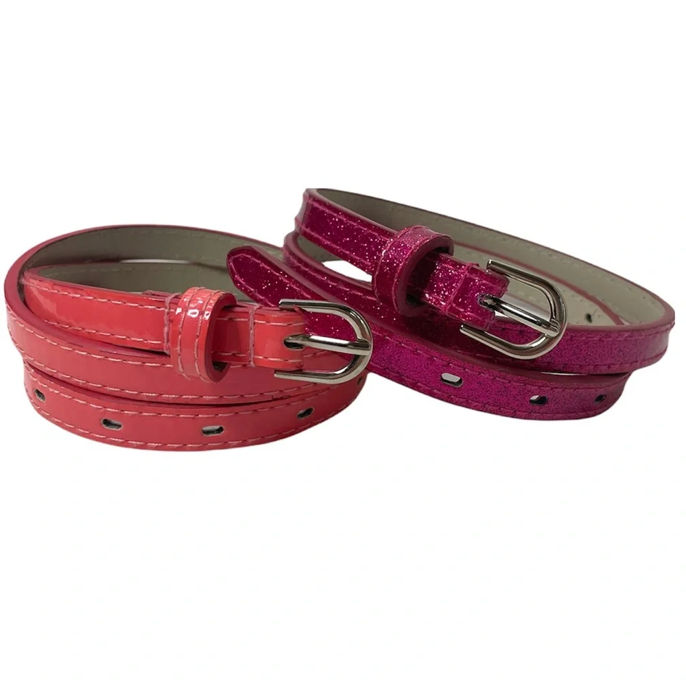 Girls Belt Set Bundle Glam Barbie Pink & Pink Sparkle Size M/L Girls Size 8 -10